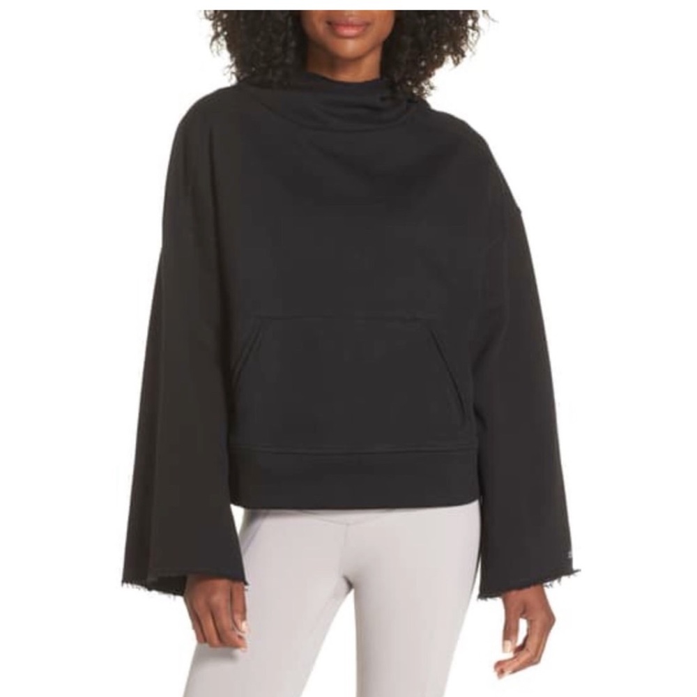 ALO Yoga Black Boxy Funnel Neck Hoodie